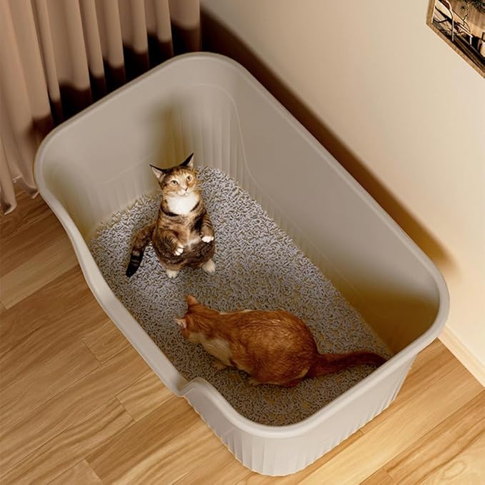 Vealind Extra Large Cat Litter Box 31''×21''×16'', Jumbo Litter Box for Big Cats or Multiple Cats, High Sided Litter Pan, Leak-Proof & Anti-Splashing, Easy Clean & Durable (Grey)