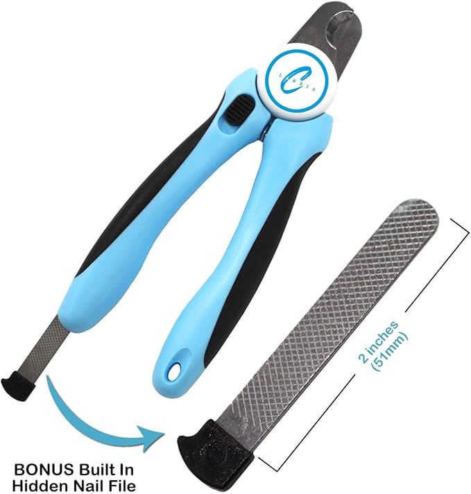 Pet Nail Clippers, Stainless Steel, Ergonomic Non Slip Design, Safe Home Pet Grooming for Cats and Dogs (Pink)