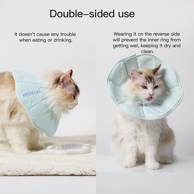 Touchdog Foldable Dog Cone Collar for Cats & Dogs - Adjustable Soft Recovery Collar with Waterproof PU Coating, Lightweight Design, 24.5cm/9.6in Wide Barrier (Blue, XL)