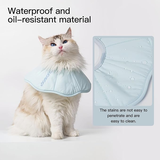 Touchdog Foldable Dog Cone Collar for Cats & Dogs - Adjustable Soft Recovery Collar with Waterproof PU Coating, Lightweight Design, 24.5cm/9.6in Wide Barrier (Blue, XS)