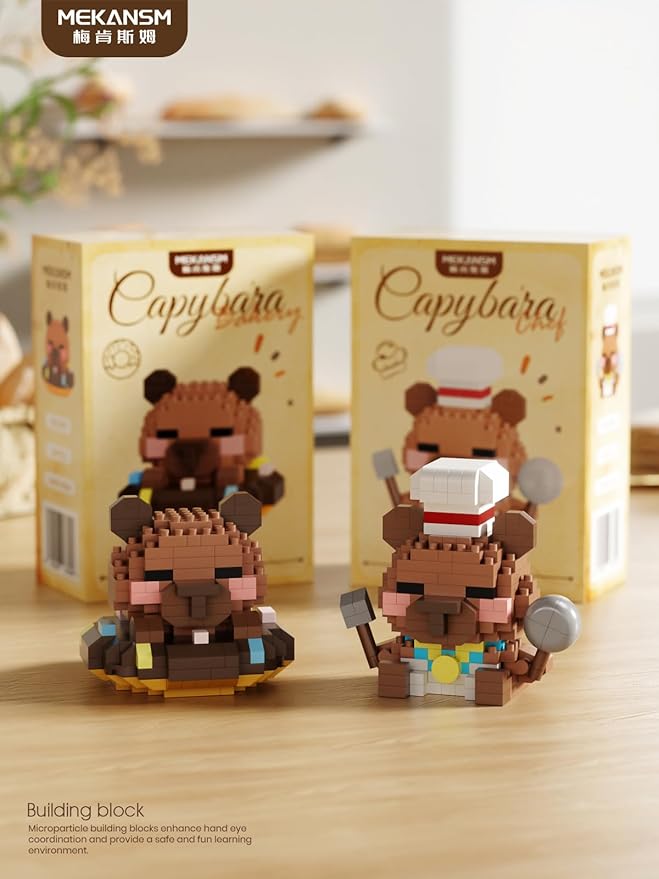 Croissant Cute Capybara Baking Bread Series Mini Building Toy Kawaii Animals Set Micro Adorable Pet Buildings Small Bricks Gifts Toys