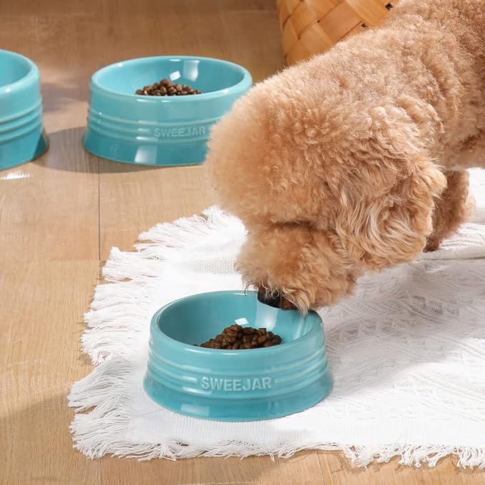 Sweejar Gradient Dog Bowl, Ceramic Dog Food Dish for Large Dogs and Large Cat, Porcelain Pet Bowl for Food and Water 32 oz (Gradient Blue)