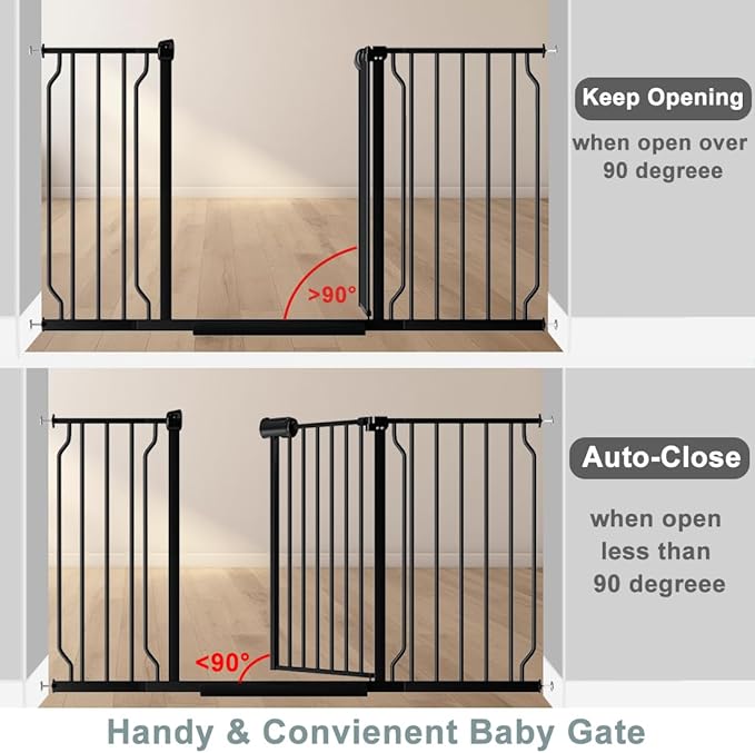 Fairy Baby Extra Wide Baby Gate 81.1-85.8 Inch Wide, Walk Through Pressure Mounted No Drill, Long and Large Tension Dog Gate for Pet and Kids