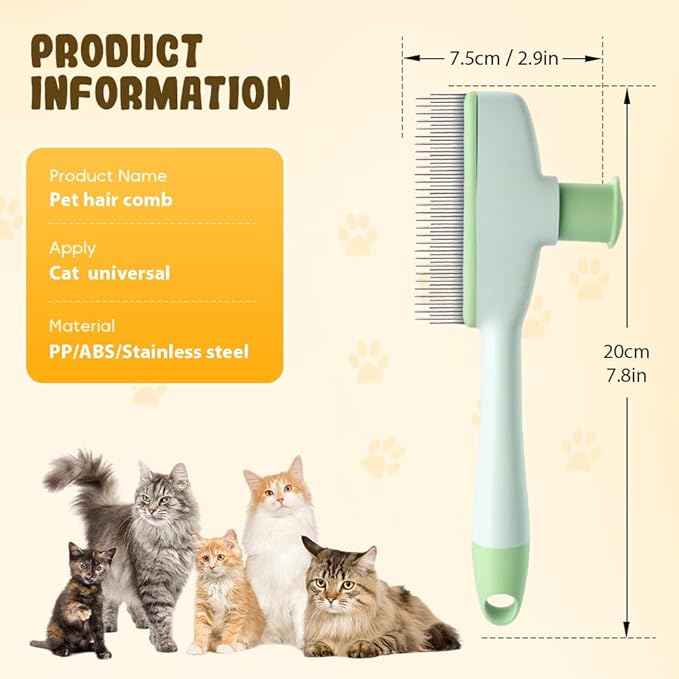 Pet Hair Removal Comb, 2025 New Flea Comb, Multifunctional Grooming Brush for Home Use, Portable Shedding Brush for Pet Owners (Blue)