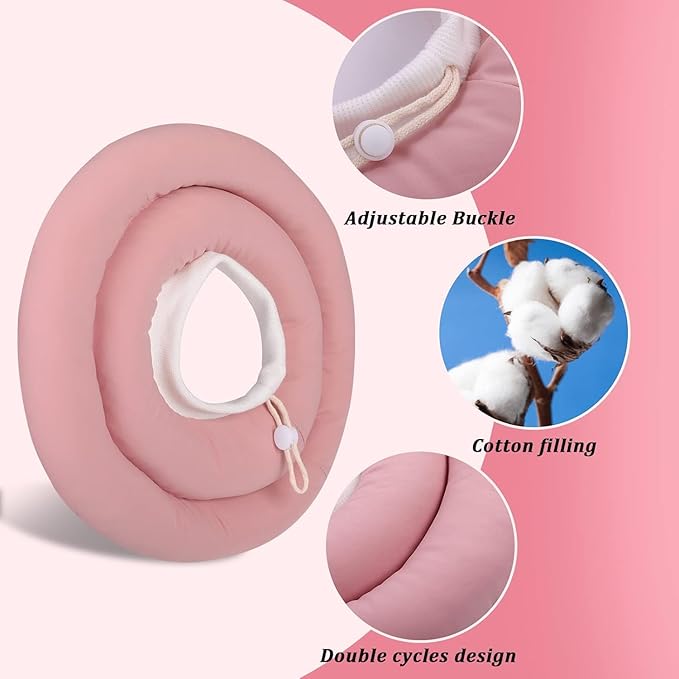 IDOMIK Dog Recovery Collar, Waterproof Soft Dog Cone After Surgery, Comfy Protective Elizabethan Collar Alternative for Dogs Cats, Adjustable Pet Neck Donut Cone Anti-Licking Biting Wounds,Pink,M