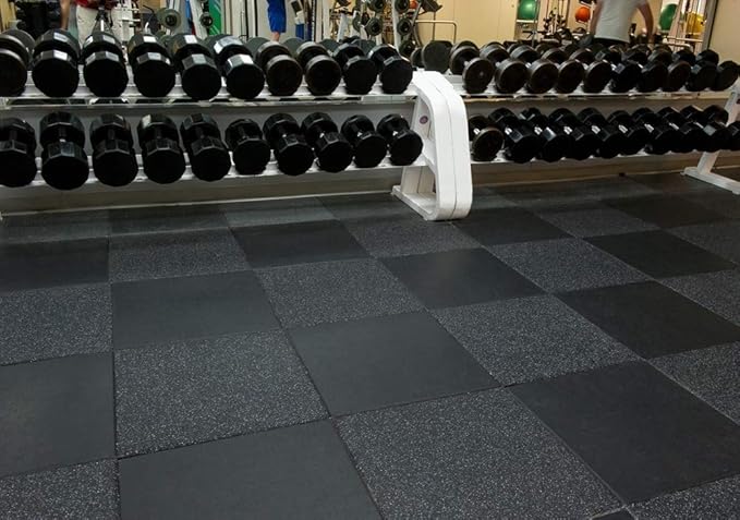 American Floor Mats - Extreme Rubber Gym Tiles - 1 Inch Thick Colorful Rubber Gym Tiles - Superior Shock and Sound Absorbing Tiles - 35% Brown/Mocha/Tan 50 Tile Pack (Covers 200 Sq Ft)