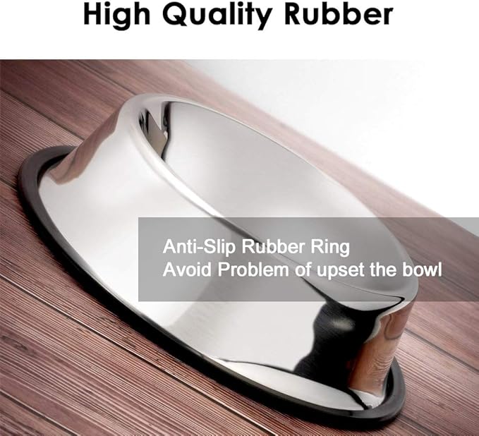 Stainless Steel Dog Bowls, 6 Cup/48oz Cat Bowl Water and Food with Rubber Base, Pet Bowls for Large Dogs and Pets, 2Pack