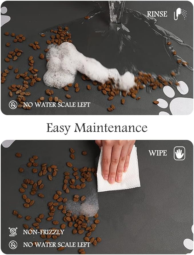 Pet Feeding Mat-Absorbent Dog Mat for Food and Water Bowl-No Stains Quick Dry Water Dispenser Mat-Dog Accessories Pet Supplies-Bowl for Messy Drinkers（Darkgrey,23"x34"