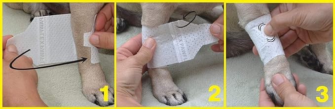 Basic Leg Bandages for Dogs, Cats, Pets -First- aid Non Adhesive Fur Friendly, Soft Stretch Wound Care, hot Spots, Fungus, Adjustable Fastening Strap Value Pack (Small 12-Pack)