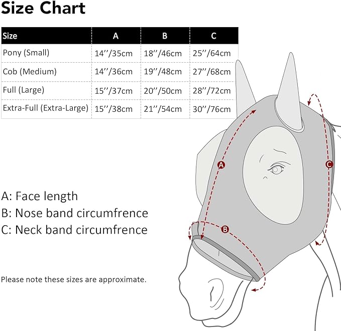 Harrison Howard Super Comfort Stretchy Fly Mask Large Eye Space with UV Protection Soft on Skin with Breathability Doodle Aztec M Cob