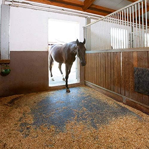 American Floor Mats - Heavy Duty, 2' x 2' Horse Stall Tiles for Horse Stables - 3/4" Thick, Durable Rubber Flooring - Solid Black 6' x 8' Set - (12 Tiles Total)