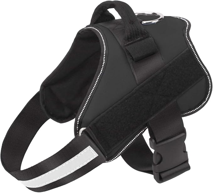 Bolux Dog Harness, No-Pull Reflective Dog Vest, Breathable Adjustable Pet Harness with Handle for Outdoor Walking - No More Pulling, Tugging or Choking (Black, XS)