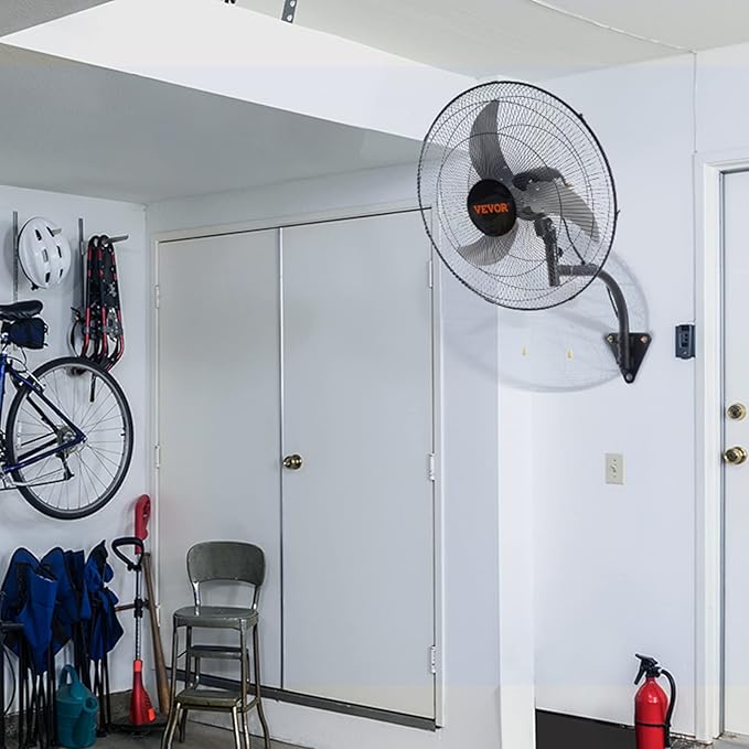 VEVOR 18 inch Wall Mount Fan Oscillating, 3-speed High Velocity Max. 4000 CFM Industrial Wall Fan for Indoor, Commercial, Residential, Warehouse, Greenhouse, Workshop, Basement, Black, ETL Listed
