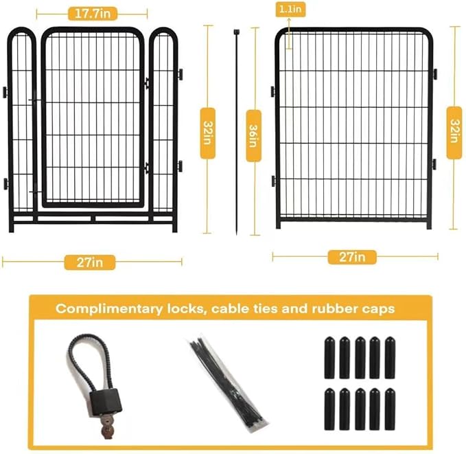 Tall Garden Fence, 32 in(H) Dog Fence Outdoor for Yard. 12 Panels Total 26.6 Ft(L) Puppy Playpen, Suitable for Indoor or Outdoor Use Play Pens for Puppys, Large Dog Pen, Fences for Garden