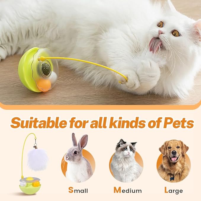 Interactive Cat Feather Toys, 2025 New Catnip Toy, Multifunctional Cat Teaser, Durable Track Ball Pet Toy for Indoor Play, Premium Pet Exercise Toy for Kittens and Adults (White)
