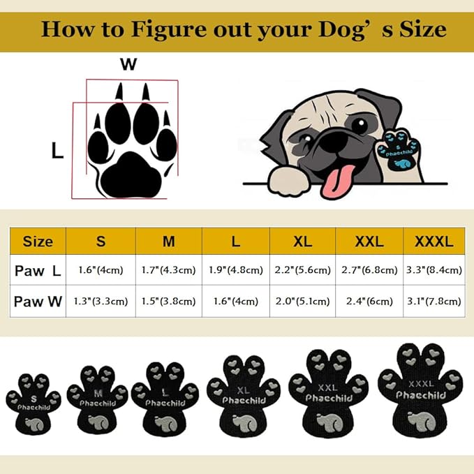 Dog Paw Pads Anti-Slip Grips,Dog Paw Protectors for Senior Dogs on Hot Pavement,Provides Traction to Keep Them from Slipping on Smooth Floors 20 sets-80 Pads Black S