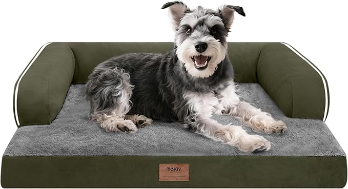 Small Dog Bed Waterproof Orthopedic Dog Beds for Medium Sized Dogs Comfy Pet Cat Bed with Sides, Washable Removable Cover