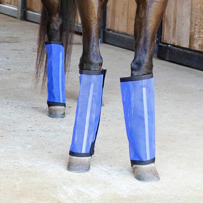Jeffers Romper Stomper Fly Boots for Horses - Grey, Large – Breathable Mesh Leg Wraps for Insect Protection, Stable Accessories for Summer Turnout, Ride Gear, Horse Hoof & Leg Care - 4 Pack