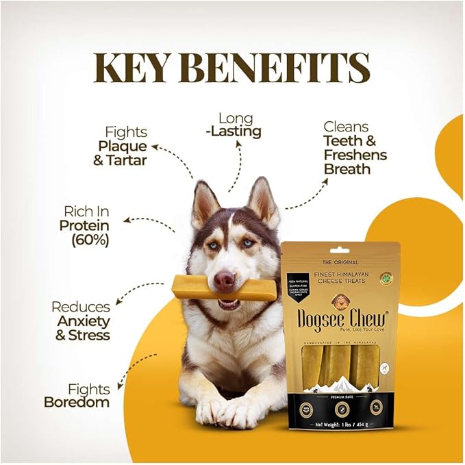 Dogsee Original Himalayan Yak Chews for Dogs 2lb (Medium - 12 Bars) | 100% Natural | Dog Treats Healthy | No Grain, No Gluten | Teeth Cleaning