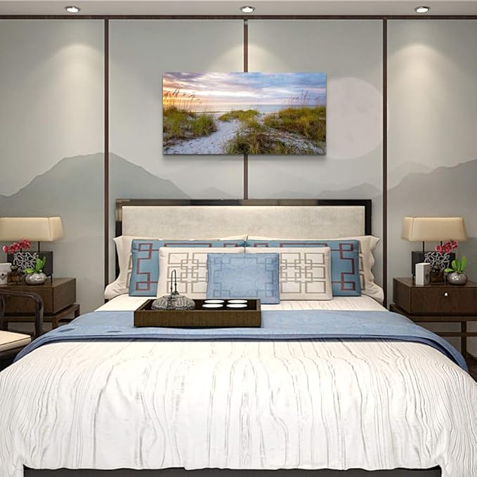 canvas wall art for living room bedroom Wall Decor ocean sand dunes grass Landscape painting Ready to Hang Home Decorations office family bathroom kitchen sea beach canvas art Prints pictures Works