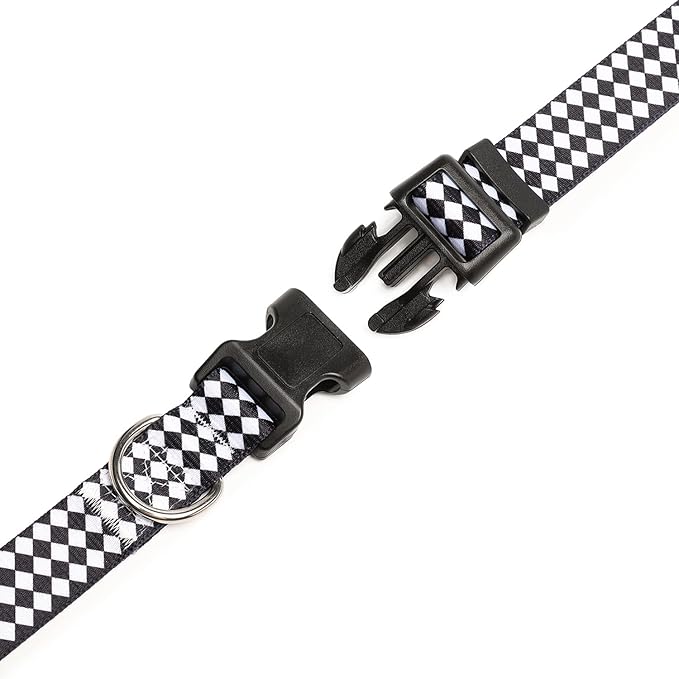 Mercano Adjustable Dog Collar - Special Design Patterns, Soft Nylon Comfortable Durable Pet Collar for Small Medium Large Dogs (L, Rhomb)