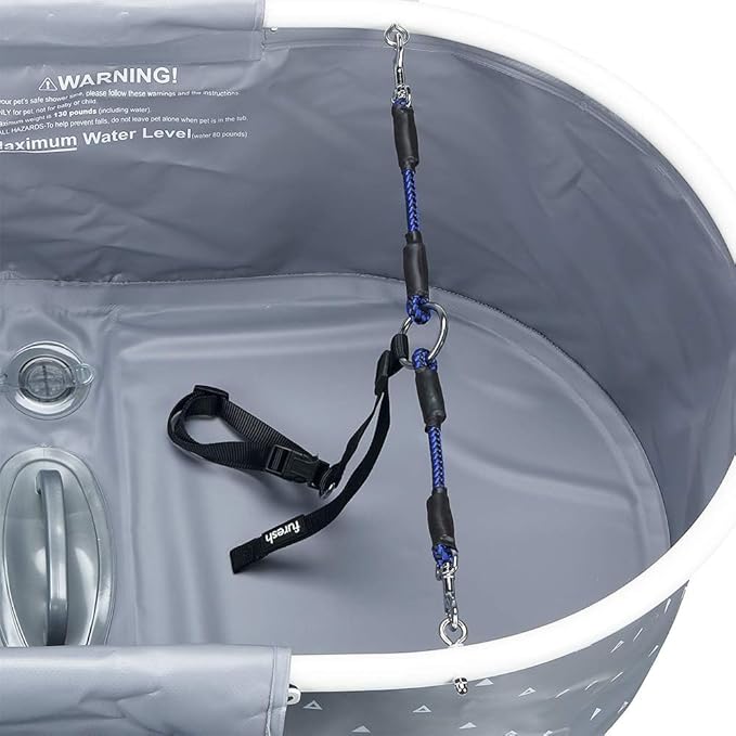 Little Dipper Dog Bath Tub and Wash Station for Bathing Shower and Grooming, Elevated Foldable and Portable, Indoor and Outdoor, for Small and Medium Size Dogs, Cats and Other Pet (Gray)