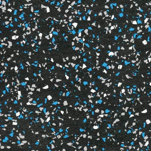 American Gym Mats - Rubber Gym Tiles - 1 Inch Thick, Colorful - Shock/Sound Absorbing - 35% Blue/Grey/White, 100 Tile Pack (Covers 400 Sq Ft)