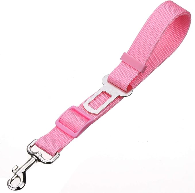 Elisel Elisel 2 Packs Adjustable Length Pet Dog Cat car seat Belt Pet seat Belt Pet Accessories for Dogs Cats and Pets (Black Pink)