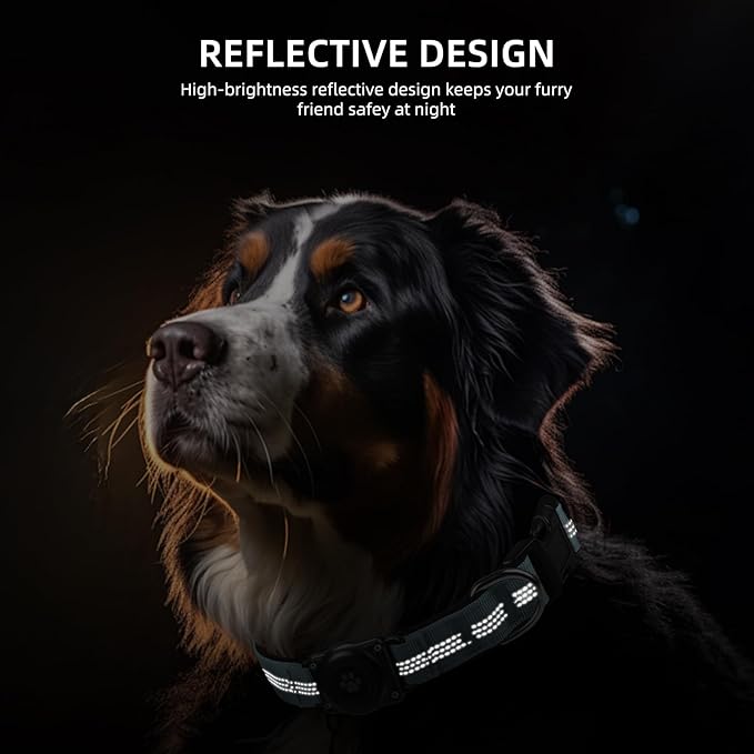 Upgraded AirTag Dog Collar, IP68 Waterproof Air Tag Dog Collar Holder, Reflective, Ultra-Durable, Comfortable Padded, Heavy Duty Dog Collars for Small Medium Large Dogs (XL (15.6"-22"), LightBlue)
