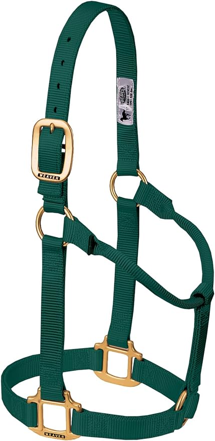 Weaver Equine Nylon Horse Halter, Triple-Ply Cheek Design, Original Non Adjustable Halters for Horses, Equine Tack,Average Size, Black