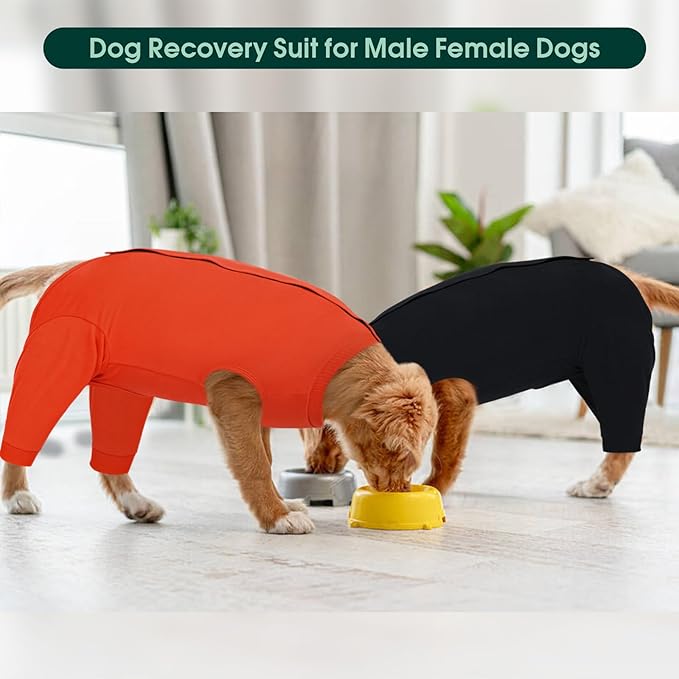Kuoser Dog Recovery Suit for Rear Legs, Dog Surgical Suit with Pants Cover to Prevent Licking Wounds, Dog Onesie for Surgery Female Spay Male Neuter, Anti Licking Dog Recovery Leg Sleeve, Orange 2XL