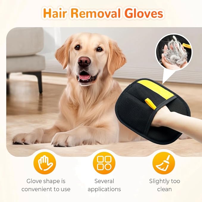 Pet Hair Removal Glove for Cats & Dogs, 2025 Upgrade Pet Hair Remover Glove, Electrostatic Pet Hair Removal Gloves for Dogs and Cats, Reusable Pet Hair Remover Glove (3)