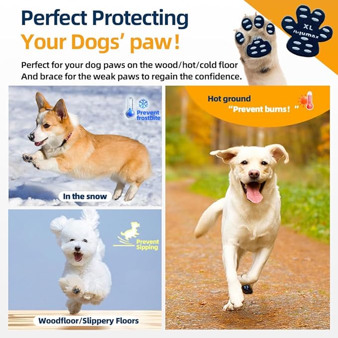 Dog Paw Protector Anti-Slip Pads,Toe Grips for Senior Dogs,Paw Grips Traction Pads for Slippery Hardwood Floors,Essentials for Senior Dogs,12 Sets (48 pcs) XXXL Multicolor