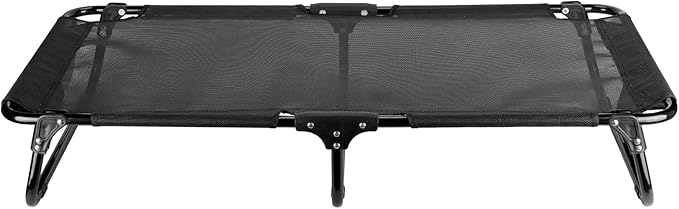 Elevated Dog Bed, Foldable Pet Bed with No Assembly, Cooling Raised Bed with Breathable Mesh, No-Slip Feet Durable Dog Cots Beds for Indoor & Outdoor Use, Black (L:43"x23"x7")
