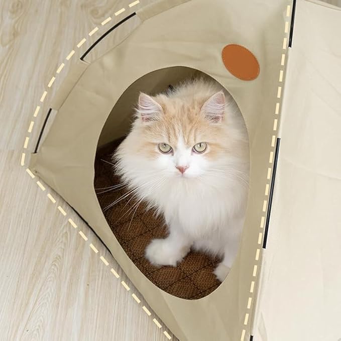 BreezyDen Pop-Up Pet Tent – Portable Indoor/Outdoor Cat Tent, Waterproof Pet Hideaway for Cats & Small Dogs with Mesh Window, Anti-Slip Base & Washable Design (Dark Gray, XL (20 catties Kitten))