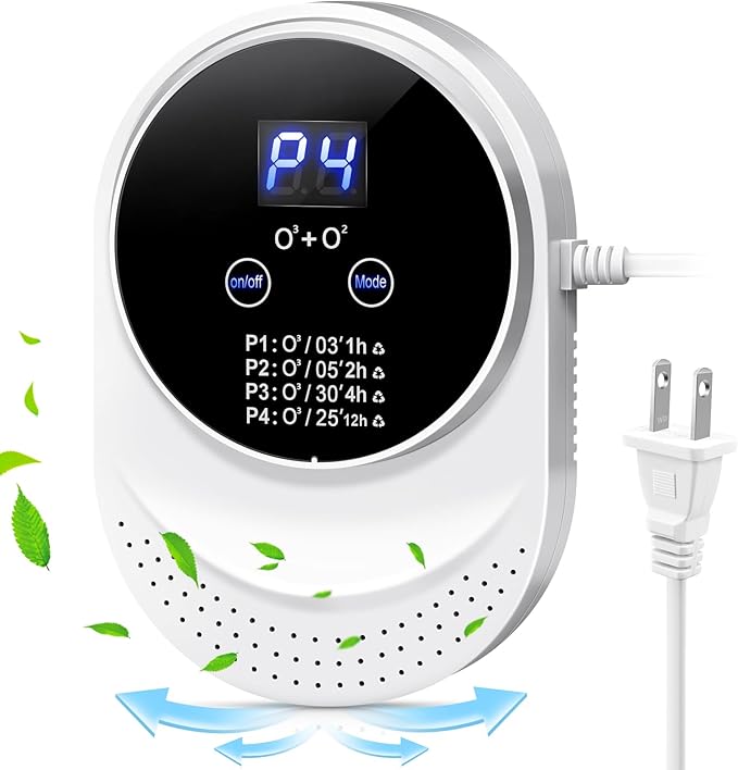 Ozone Odor Eliminator for Strong Odor 99% Cat Litter Deodorizer Dog Poof Odor Removal Home Plug in Air Purifier for Bedroom Toilet Kitchen Pets Shoe Smoke Car Formaldehyde Air Freshener White