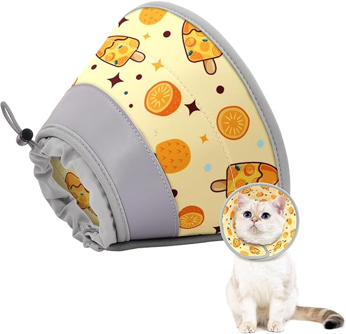 Cat Cone Collar Soft to Stop Licking, Adjustable, Foldable Lightweight Kitten Cones After Surgery Recovery for Cats & Kittens, Cat Cone Alternative (Orange, S)