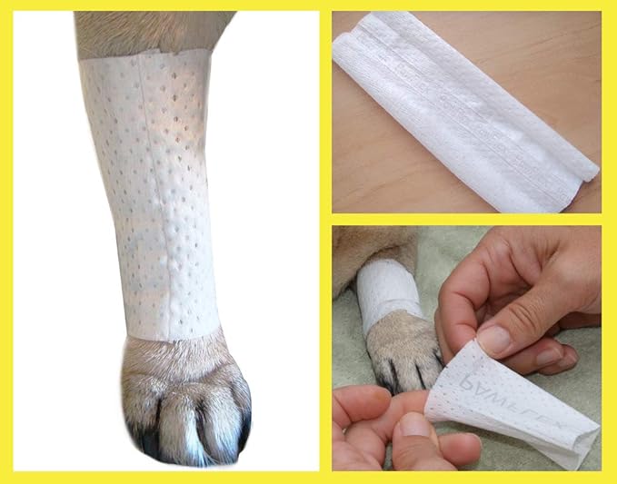 Protective Sleeve Tubular Cover - Bandages - for Dogs Cats and Other Pets First Aid Wound Care Comfortable Non-Adhesive Breathable & Water Resistant 12 Strips (yields 24-36 Covers)-(Large)