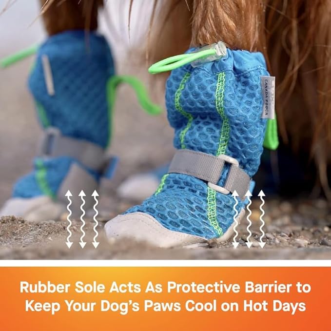 Canada Pooch Dog Boots for Hot Pavement - Dog Boots & Paw Protectors with Anti Slip Rubber | Water Friendly, Breathable Dog Shoes for Hot Days, Great for Dogs Neon Pink - Size 1