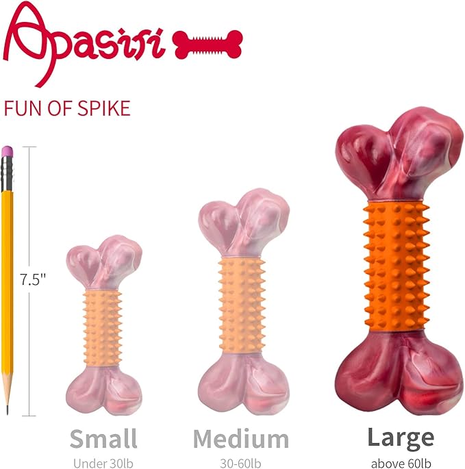Apasiri Dog Toys for Aggressive Chewers Peanut Butter Flavored, 8" Tough Dog Chew Bone, Nylon & Rubber Chew Toy, Dog Bone Toy for Large Medium Breed 20-80lbs