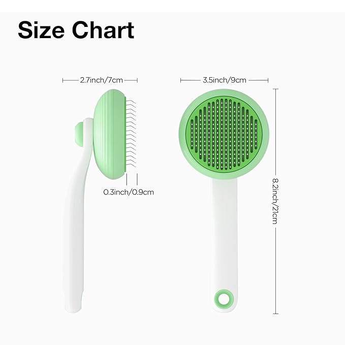 Self-Cleaning Cat Brush for Shedding & Pet Grooming - Effortlessly Removes Tangles, Loose Undercoat, and Mats for Cats & Dogs (Green)