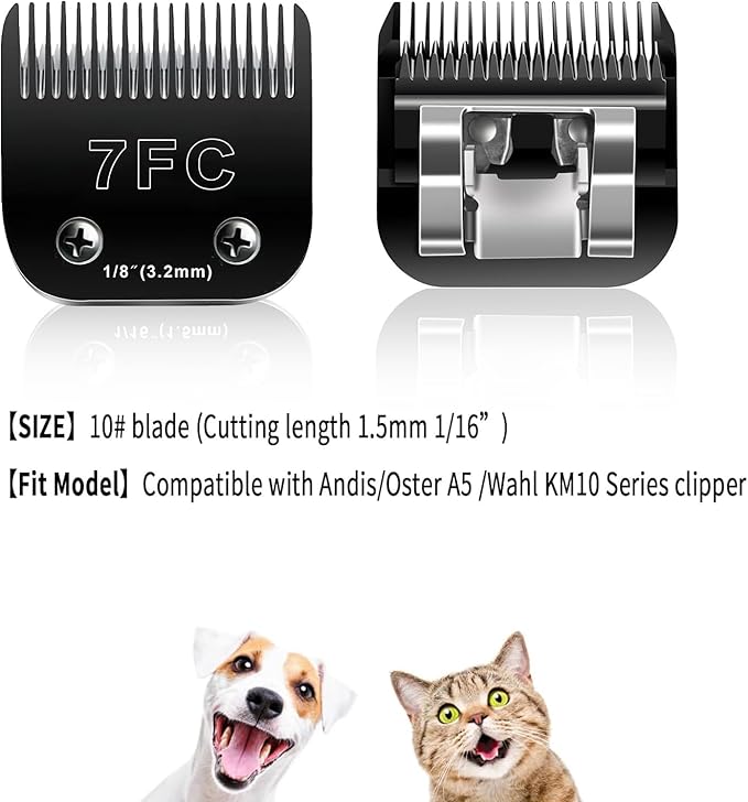 4PCS Dog Grooming Replacement Blades Compatible with Andis/Oster A5/Wahl KM-10 Series Dog Clippers,Detachable Clipper Replacement Blade,Black (4PCS Black-#3FC+4FC+5FC+7FC)