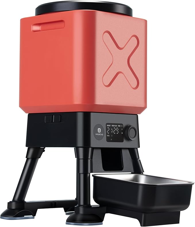 14L Automatic Dog Feeder for Large Breed – Extra Large Capacity, Anti-Blockage, Timed Auto Dog Food Dispenser, Dual Power Supply, Stainless Steel Bowl