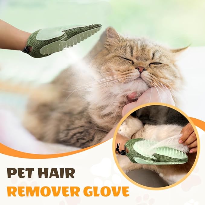 All-in-One Grooming Mist Glove for Pets, Upgrade Efficient Pet Hair Remover Gloves Grooming Spray Comb, Gentle Deshedding Efficient for Dogs & Cats (Blue)
