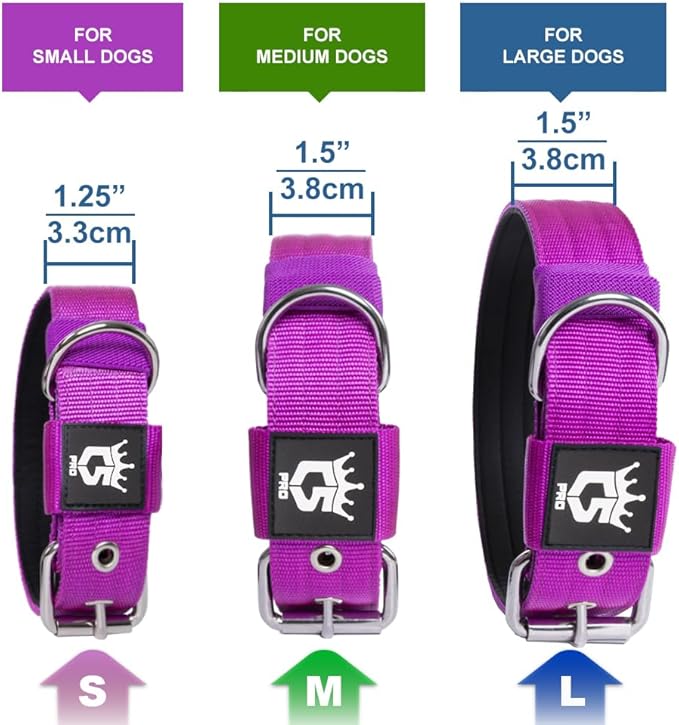 TSPRO Tactical Dog Collar 1.25 Inch Wide Thick Dog Collars with Heavy Duty Metal Buckle, Durable, Strong, Adjustable for Small Dogs (Blue S)