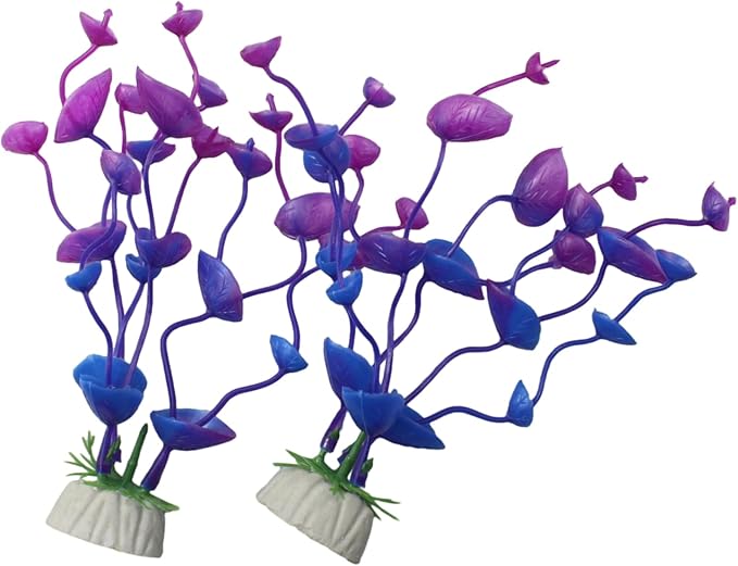 4 Pcs Green Artificial Plastic Plants Fish Tank Plants Fish Aquarium Decoration (Purple)