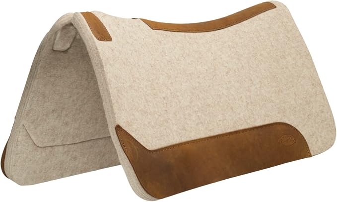 Weaver Equine 30" x 30" Contoured Wool Blend Felt Horse Saddle Pad, Shock Absorbing Western Saddle Pad for Protection, Durable Equine Supplies, Tan
