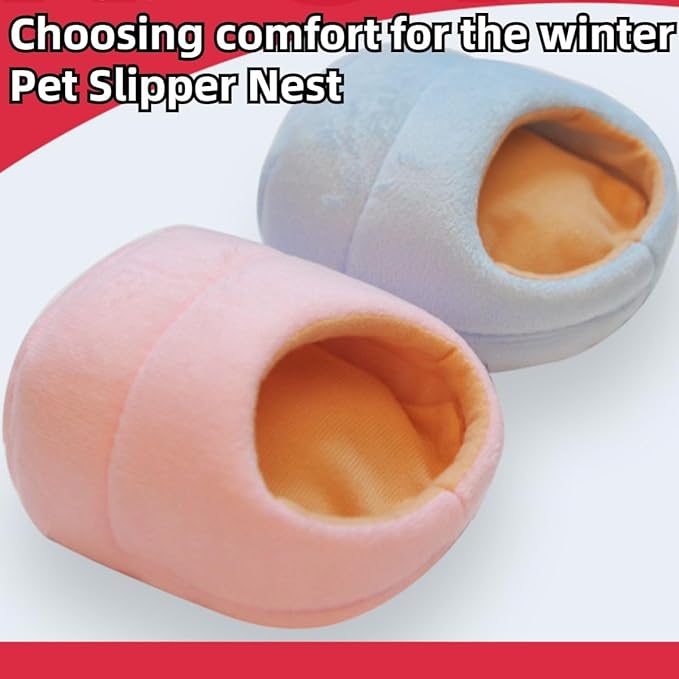 Rat Hamster House Bed Winter Warm Small Pet Squirrel Hedgehog Chinchilla Rabbit Guinea Pig Bed House Cage Nest Hamster Accessories (Blue,Small)