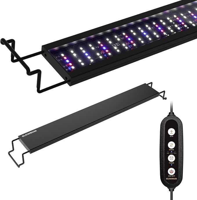 GLOWRIUM Aquarium Light, LED Freshwater Fish Tank Light with Timer, Full Spectrum Planted Aquarium Grow Lights with Daylight/Moonlight Mode, Brightness Adjustable, Auto On/Off (24-29 in)
