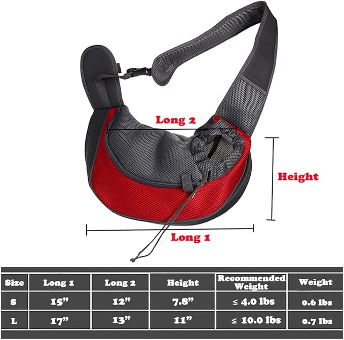 Love Dream Pet Dog Sling Carrier, Breathable Mesh Portable Travel Safe Pet Sling Shoulder Bag Carrier with Adjustable Non-Slip Shoulder Strap for Small Dogs Cats Puppy